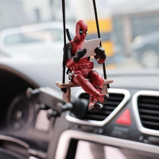 Anime Car Mirror Hanging Pendant Deadpool Ornaments Auto Functional Rear View Mirror Charm for Car Interior Decor Christmas Gift