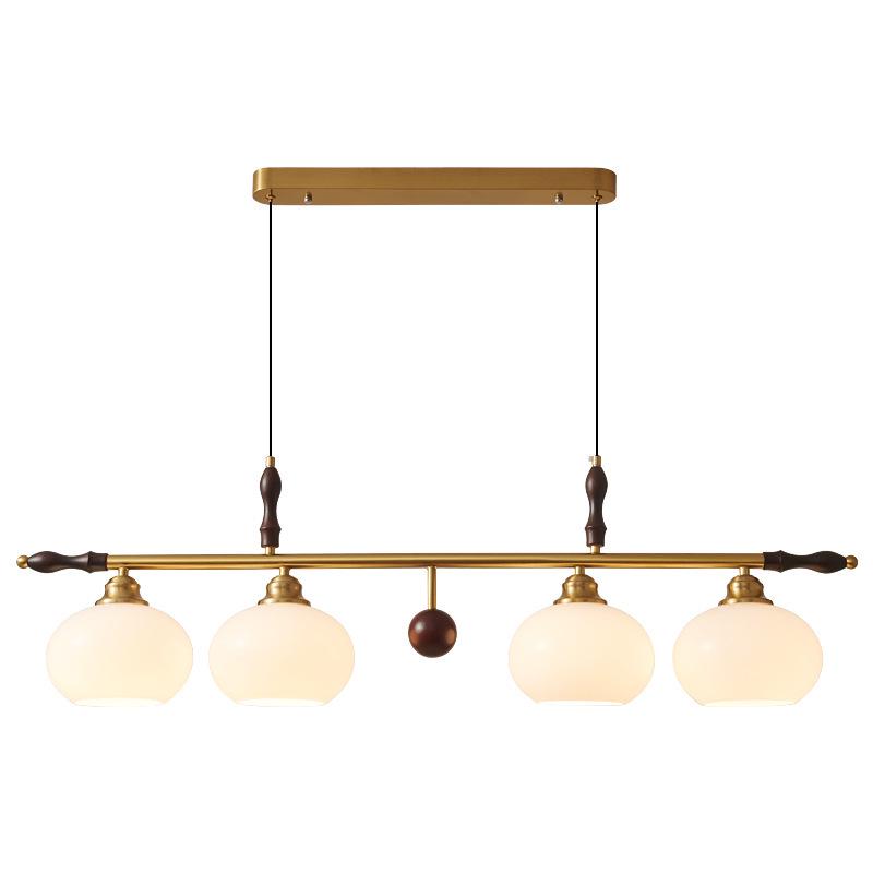 Medieval Persimmon Chandelier & Wabi-Sabi Walnut Table Lamp for Retro B&B and Hotel Bars.