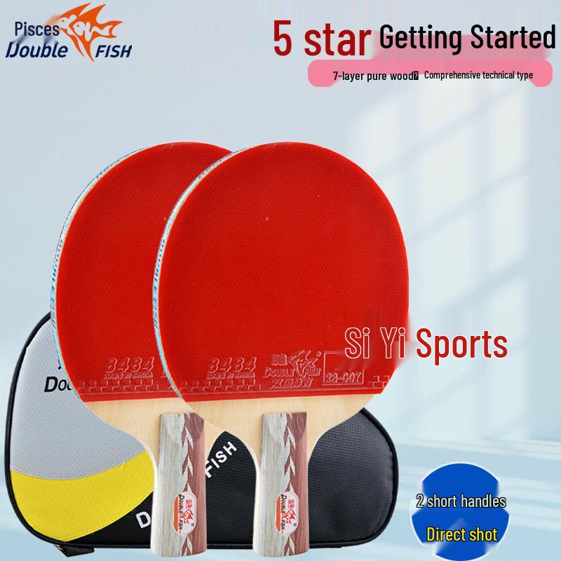 Double Fish Table Tennis Racket Set: 5-Star & 6-Star for Student Training & Beginner Play, 2-Pack