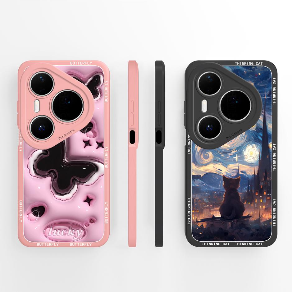 Phone Case For Huawei Pura 80 Pro Plus Ultra Fashion Butterfly Soft Liquid Silicone Protective Bumper Cover Anti Scratch Fundas