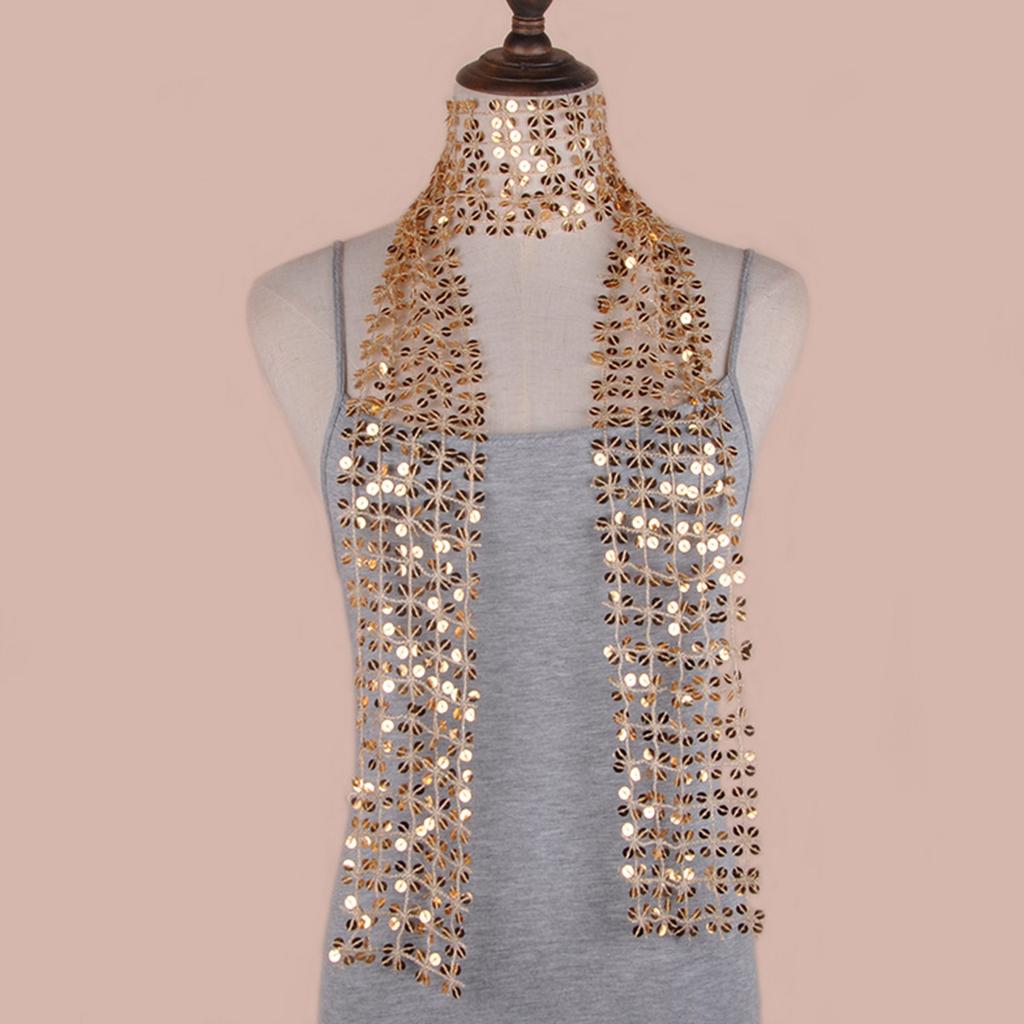 Sparkling Scarf for Women Chain Collar Full Sequins Nightclub Party Raves Costume Blingbling Choker