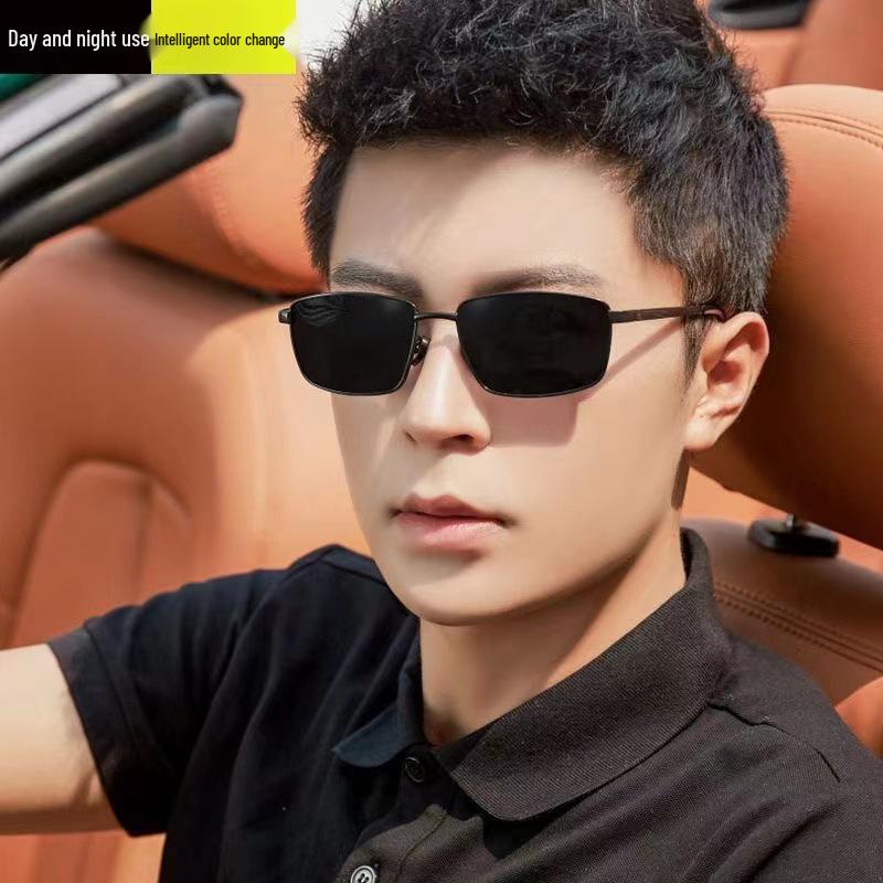 Men's Trendy Photochromic Polarized Sunglasses with UV Protection for Driving & Fishing