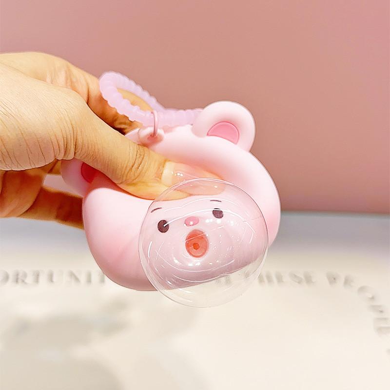 Style Cute Cartoon Silicone Cream Bear Bubble Pendant Keychain For Gift Trendy