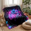 Neon Game Controller with Paint Splatters Theme Blanket Lightweight Warm Flannel Blanket Decorative Throw Blanket for Home Decoration