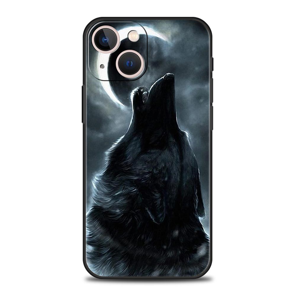 Phone Case Cover for iPhone 17 Pro Max 16 15 14 13 12 11 Pro Max Plus 17AIR Shockproof Soft TPU Shell Moon Roaring Wolf Fundas