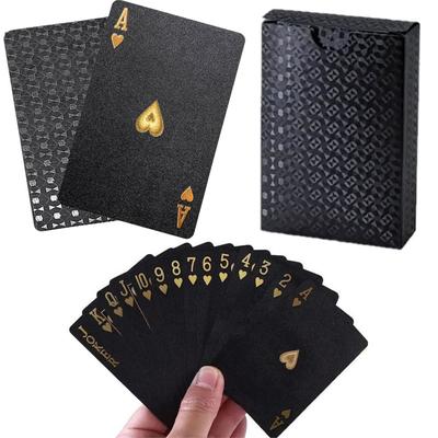 Černé zlaté hrací karty Plastové vodotěsné pokerové karty Více svátků Praktická párty desková hra Hračka pro rodinnou skupinovou herní noc