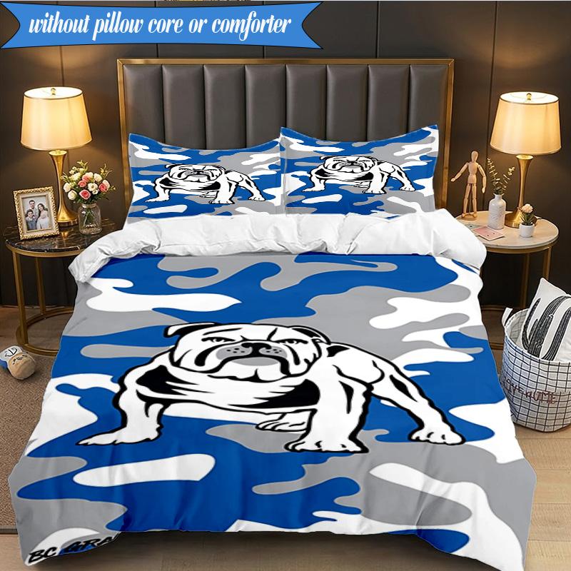 3PCS Bulldogs Team Crest Design Bedding Set 2D Printing (Includes 1 Duvet Cover + 2 Pillowcases Coreless), Bedroom decor,Fan Gift
