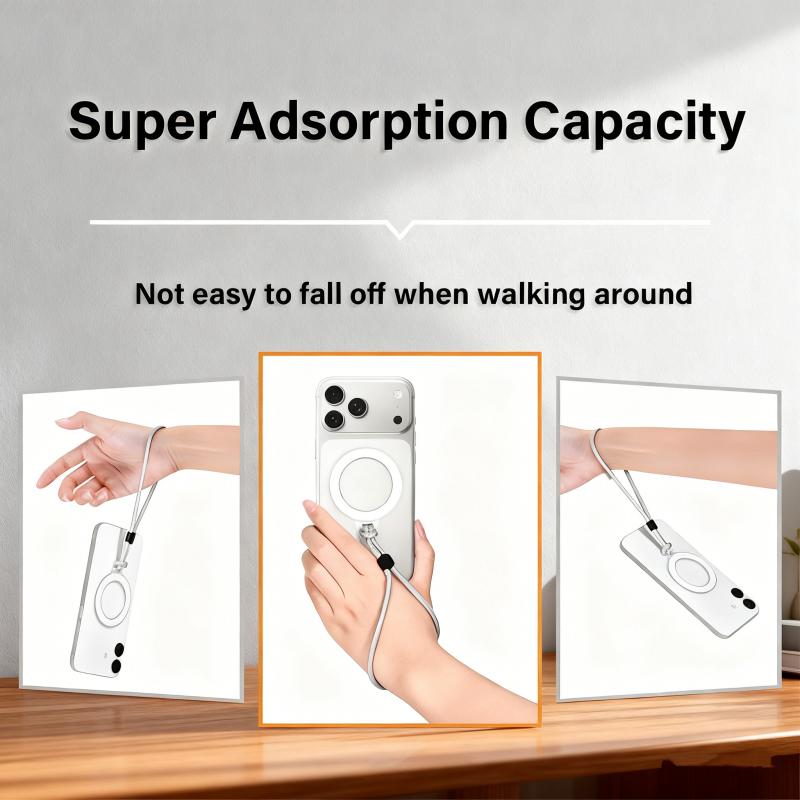 2pcs Magnetic Cell Phone Lanyard With Strap Fashion Protective Cover Anti-Lost Keychain Case