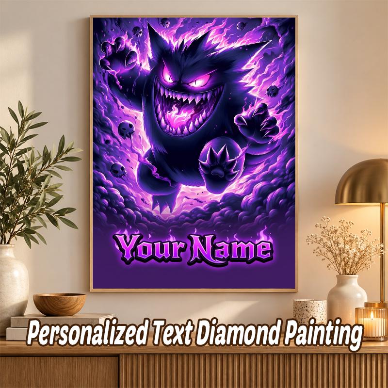 Gengar Custom Name Diamond Painting Personalized 5D Full Drill DIY Diamond Art Home Decor