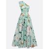 Women's Cocktail & Evening Dresses - Daily Women's One Shoulder Digital Print Sleeveless Maxi Dress with Belt