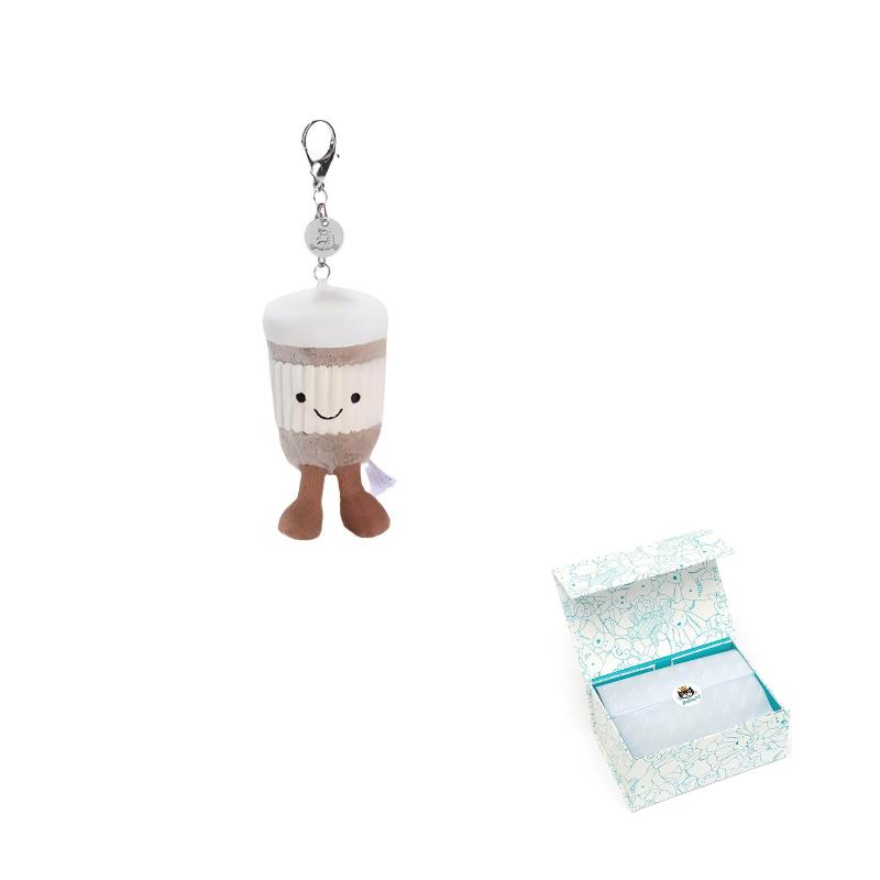 JELLYCAT Fun Items Series Take-out Coffee Bag Charm Doll Plush Pendant Sitting Height 12cm Height