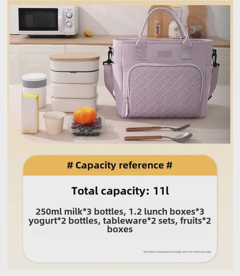 Beilian Large Capacity Insulated Lunch Bag - Portable One-Shoulder Office Picnic Cooler