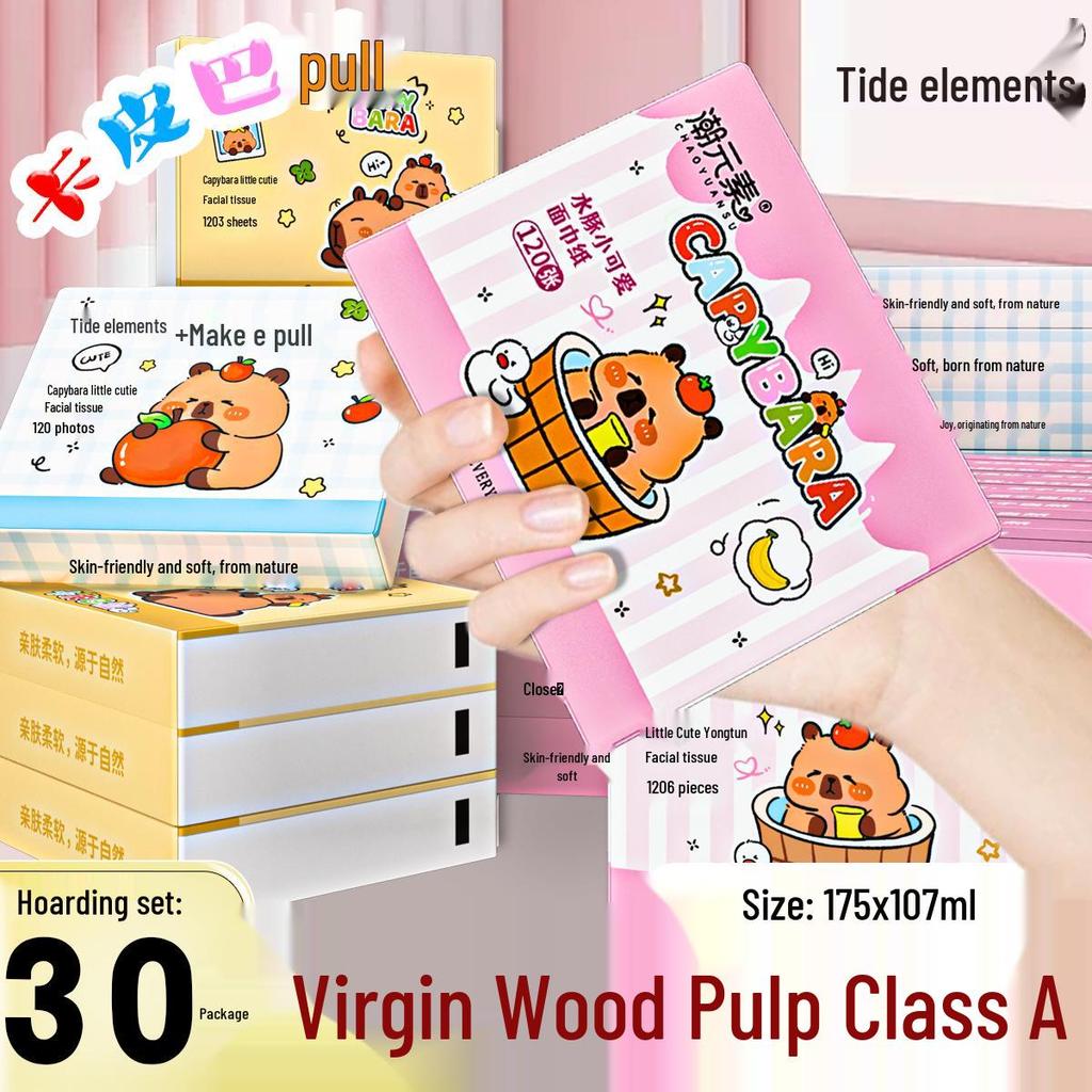 Cartoon Tissue Dispenser: Portable Bag with Printed Tissue, Virgin Wood Pulp, Wet & Dry Use