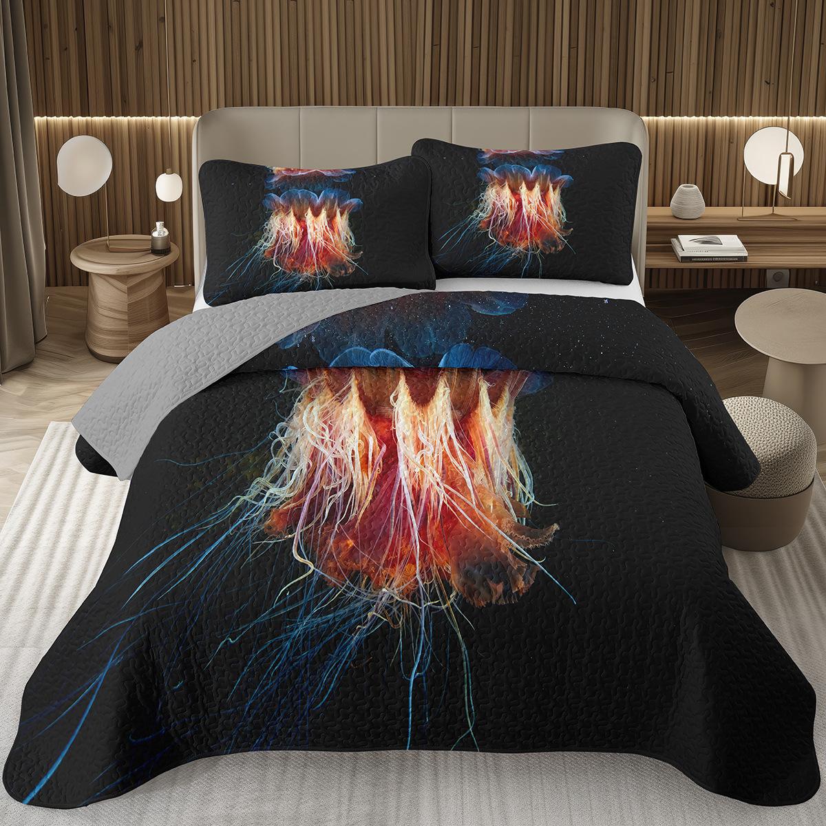 

Comforter 3D Jellyfish For Boys Teens Ocean Theme Set Marine Life Jellyfish Quilted Bedding Sea Animal Queen Bed Comforter (quilt)-EU Single(135*200cm)3pcs