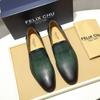 Fashion Men's Fashion Loafers Green Genuine Leather Slip-On Casual Dress Shoes for Wedding Party Formal Suit