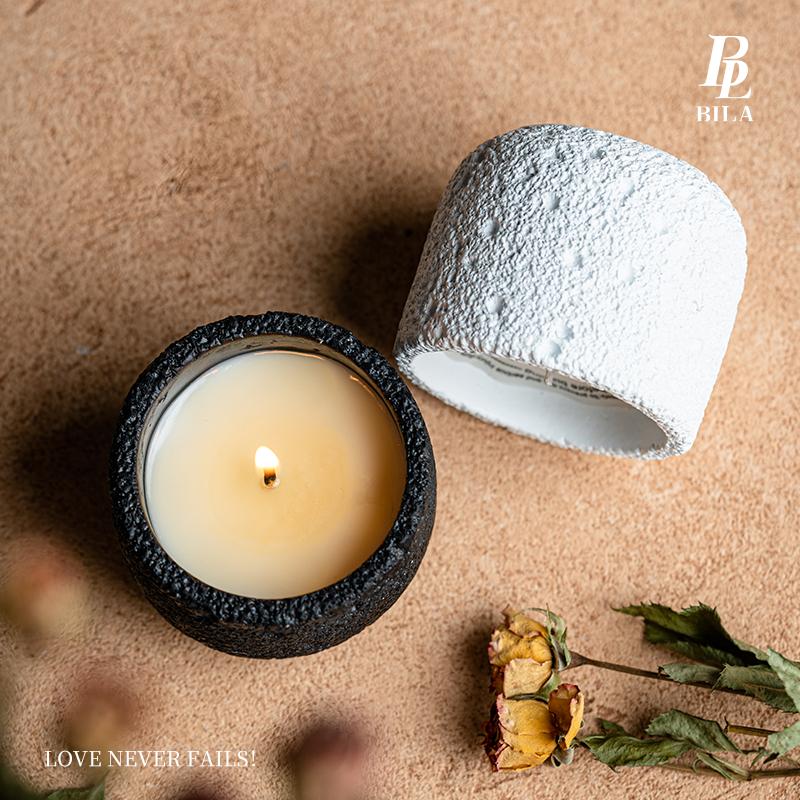 BILA Premium Handmade Soy Wax Candle Yulong Clear Tea Scent Ceramic Jar Smokeless Custom Option Long-Lasting Aromatherapy for