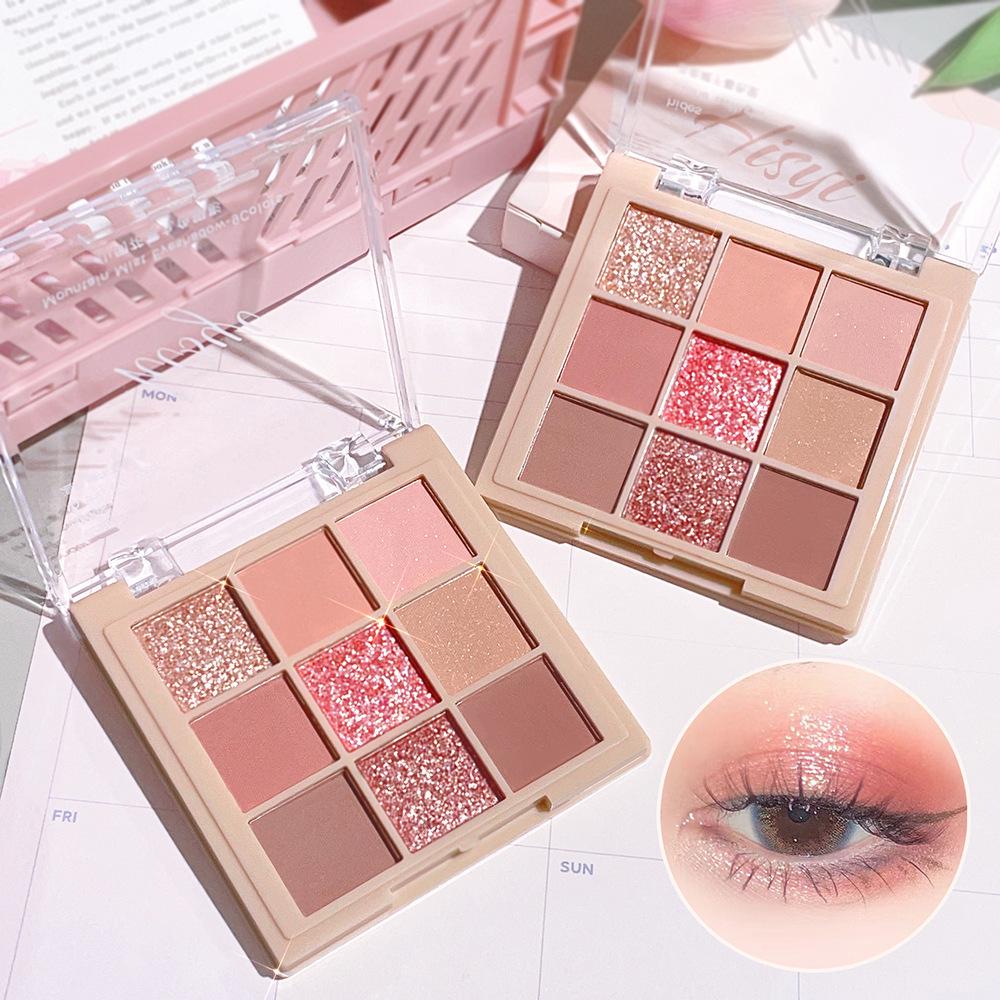

HISYI Nine-Color Rose Earth Tones Eyeshadow Palette: Matte, Shimmer, Highlight in Korean Style 8.4g