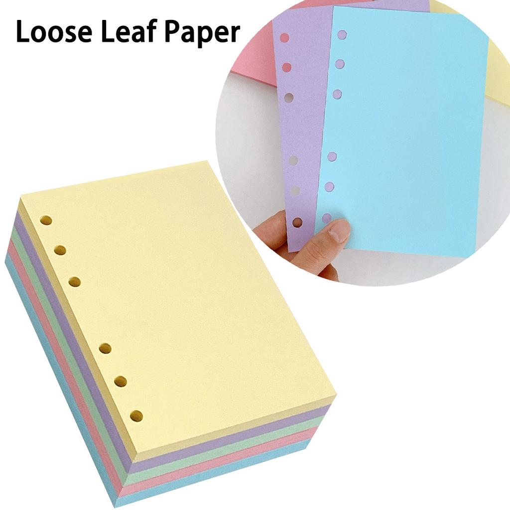 250Sheets Colored Refill Paper Blank Loose Leaf Paper 5 Colors 6 Hole Binder Paper Notebook Filler Paper Refillable Binder Inserts