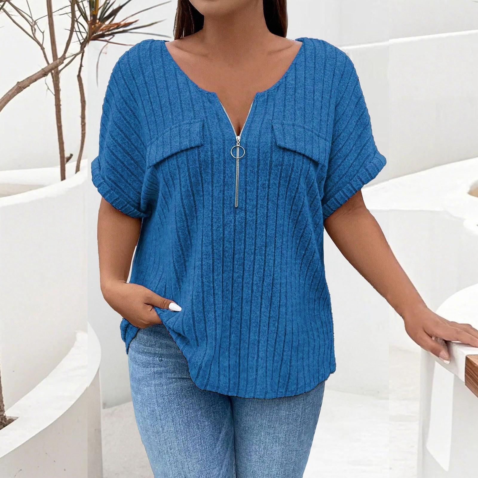 

Женская свободная однотонная футболка большого размера с коротким рукавом и ложным карманом XXXXL