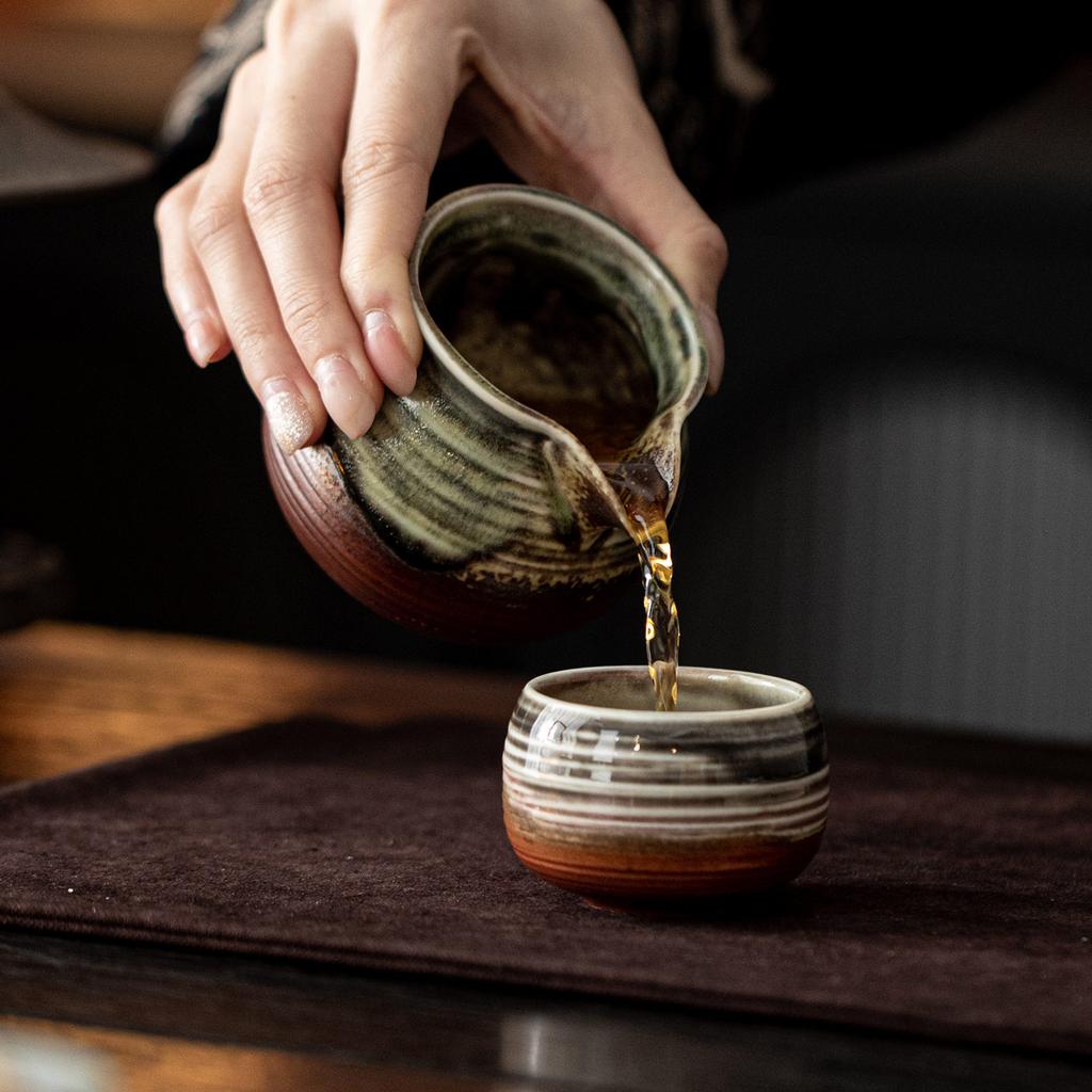 Wood-fired Glazed Fairness Cup, Ceramic Tea Divider, Vintage Kiln-transformed Tea Sea, Household Tea Set Accessories, High-end Chinese Tea Divider