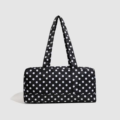 2025 New Korean Cute Style Black and White Polka Dot Large Capacity Shoulder Bag Casual Versatile Travel Handbag Female