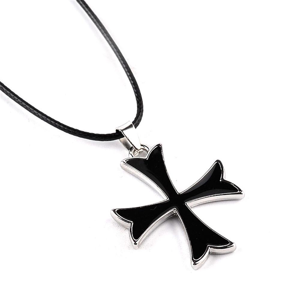 

New Movie Order of the Knights Templar Cross Badge Pendant Necklace Rope Chain Choker Jewelry Cosplay Gifts Props Accessory 50cm чорний