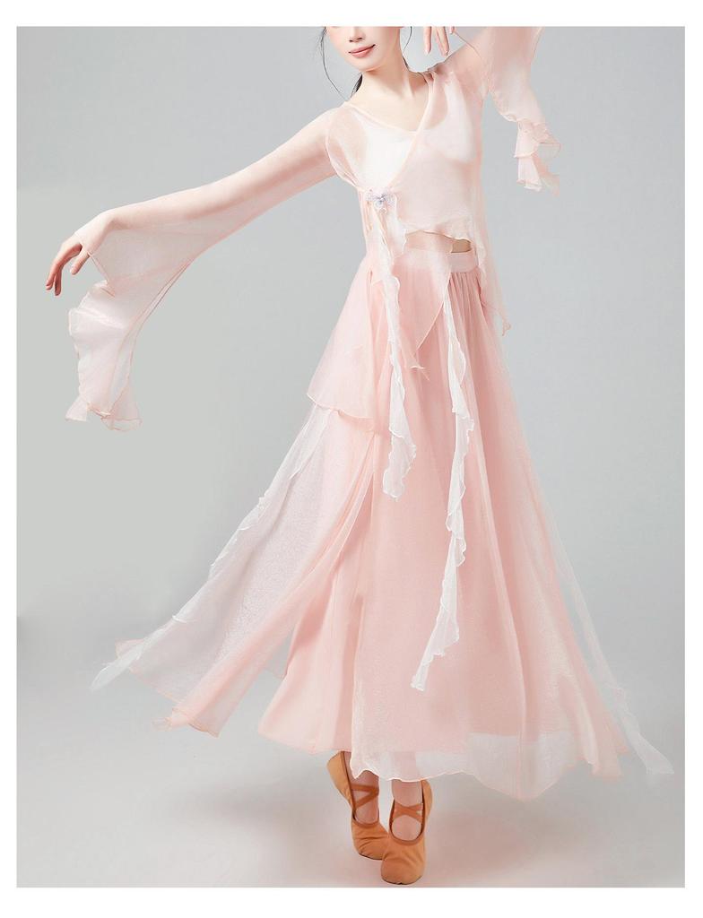 Women's Wide-Leg Flowy Skirt Pants for Chinese Dance and Stage Performance