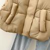 Autumn Sleeveless Casual Loose Cotton Down Jackets Women Tops Stand Collar Warm Short Cotton Coats Women Winter Fashion Ladies Waistcoat Jacket 25431