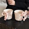 Charming 3D Bow Ceramic Mug - Elegant Light Luxury Design