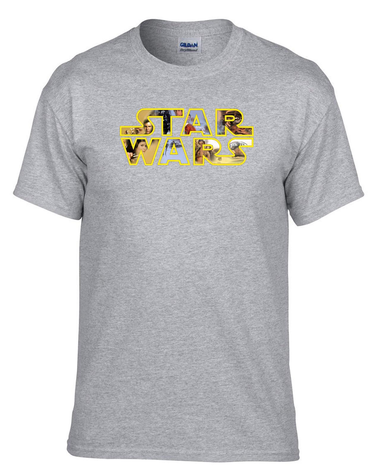 26 Star Wars Logo Grey T-Shirt -388_Grey- Unisex T-Shirt M