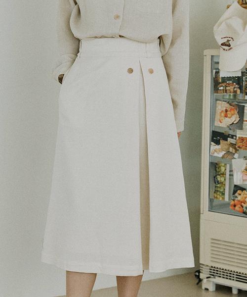 Mallen Button Skirt (Natural)