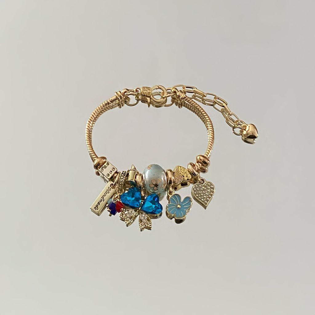 

Fashion Alloy Butterfly Crystal Women Men Bracelet With Beaded Design For Travel Gift синій
