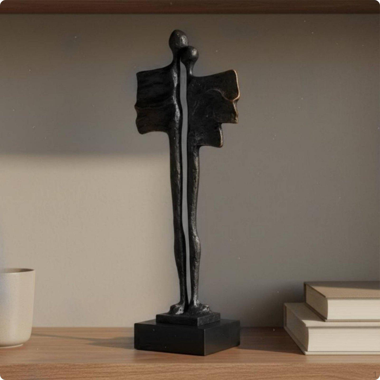 Intertwined Lovers Sculpture Rustic Elegance Abstract Couple Minimalist Accents