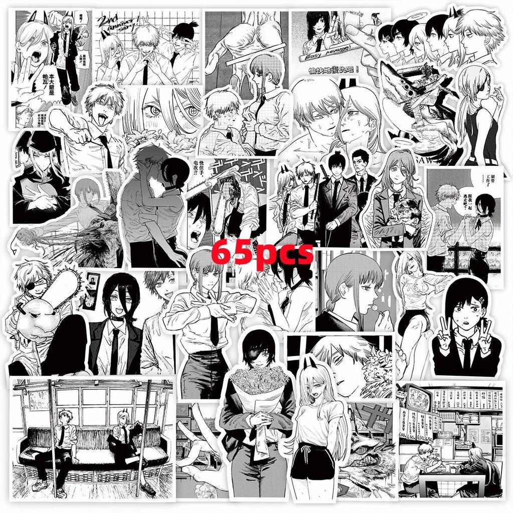 65-teiliges Sticker-Set mit Chainsaw Man und Denji, ideal zum Dekorieren von Laptops, Trinkbechern und mehr!