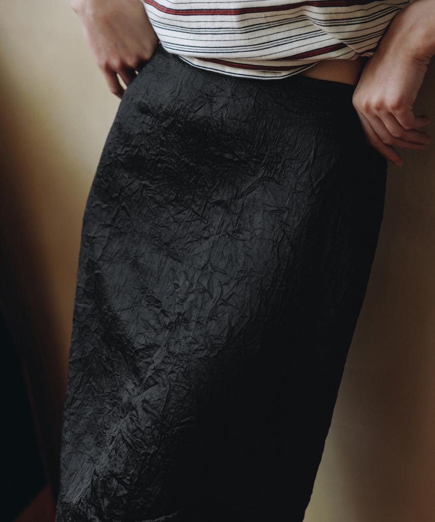ANDNEEDS Pin Satin Skirt (Black)
