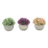 3pcs Mini Potted Artificial Plants Plastic Fake Green Plant Aesthetic Faux Plants Indoor Round