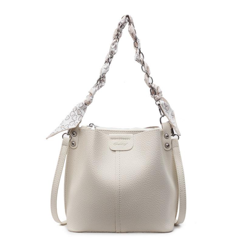 

Шелковый шарф женская летняя новая модная сумка на плечо высококачественная текстура нишевая сумка-мессенджер сумка-ведро белый