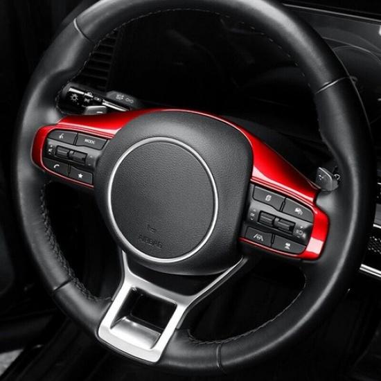 For Kia K5 -2025 Red Inner Steering Wheel Frame Button Cover Trim Decorative