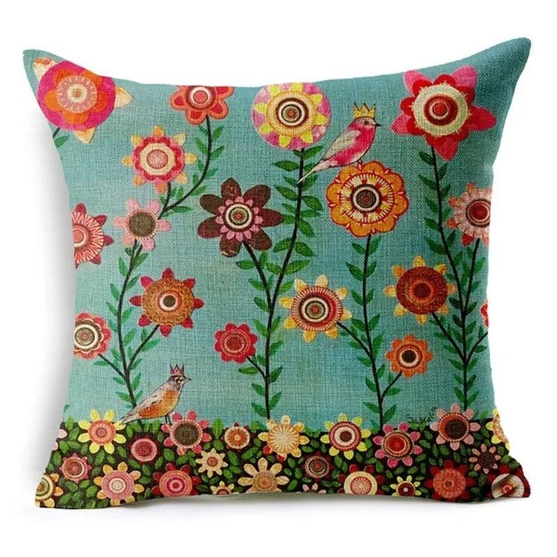 Tropical Green Plant Pillowcase Colorful Tree Pattern Creative Cushion Vitality Natural Style Sofa Decoration Pillow