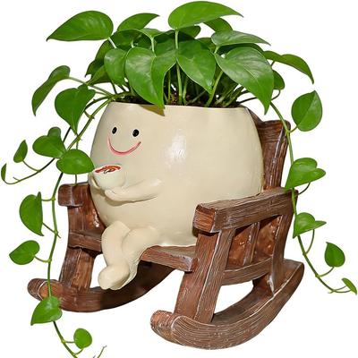 Smile Face Planter Pot Cute Rocking Chair Plant Pots Funny Face Planter Pots