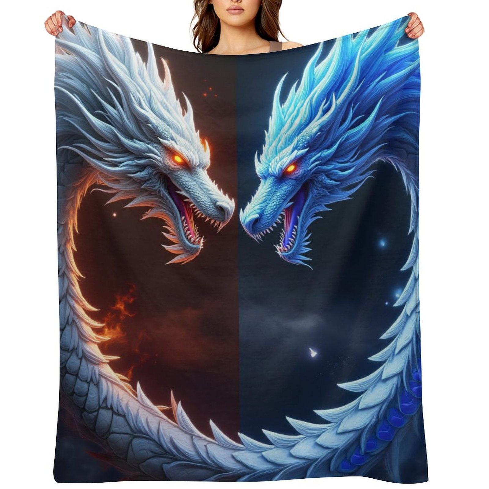 

Dragon Print Flannel Blanket – Super Soft Lightweight Throw – Vibrant Cozy Warmth – Perfect for Couch Bed Decor 130x150cm51x59in