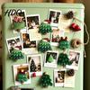 Kitchen Christmas Decor 7Pcs/Set Mini Tree Refrigerator Magnet Xmas Shape Resin Holiday Ornaments Fridge Decorative Magnet for Whiteboard Locker Door