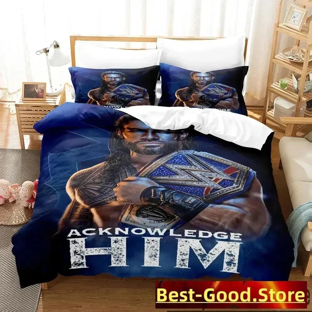 3D Wrestler Roman Reigns Bedding Set Duvet Cover Sheet Printed Bed Set Pillowcase Bed Full Queen King Size Comforter Bedroom