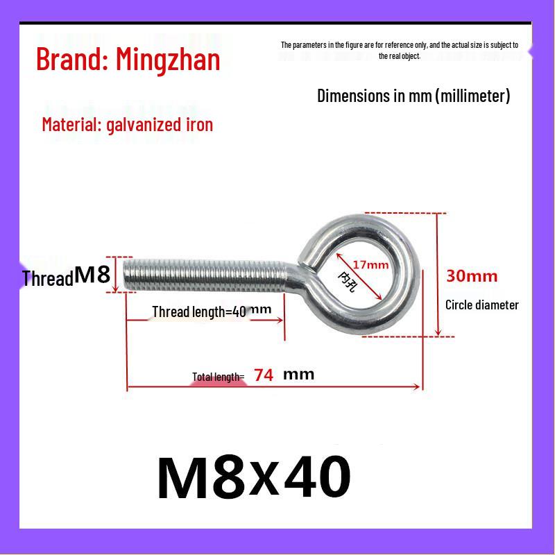 Closed Hook Eye Bolt Screw Ring Hanger - M2.5 to M8 Machine Thread