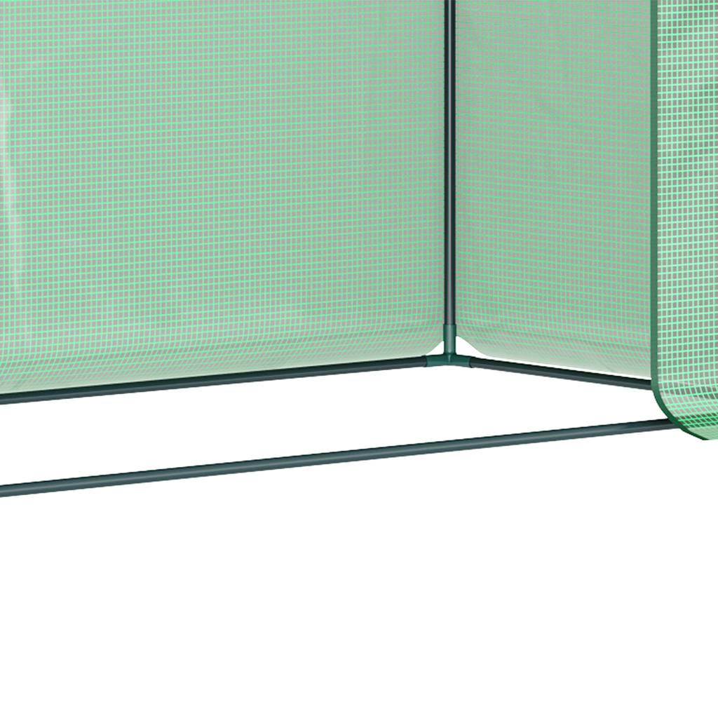 Small Walk-in Garden Greenhouse with Steel Frame, Large Roll-up Door and Windows, 200Lx76Wx168Hcm, Green
