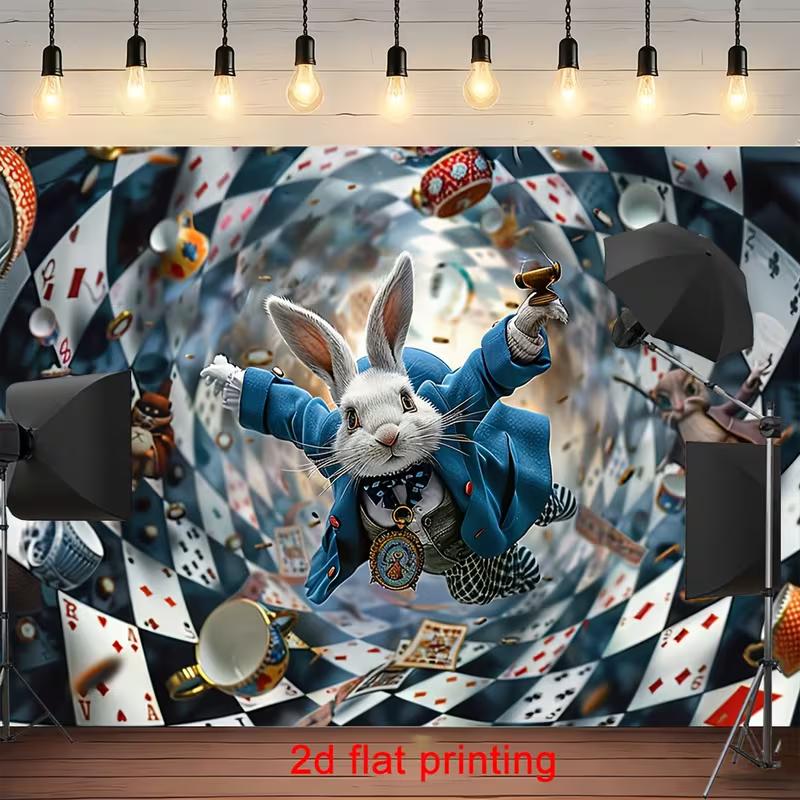 

2D Alice in Wonderland White Rabbit Backdrop Falling Cards Photography Background 47.2x31.5inch/120*80cm