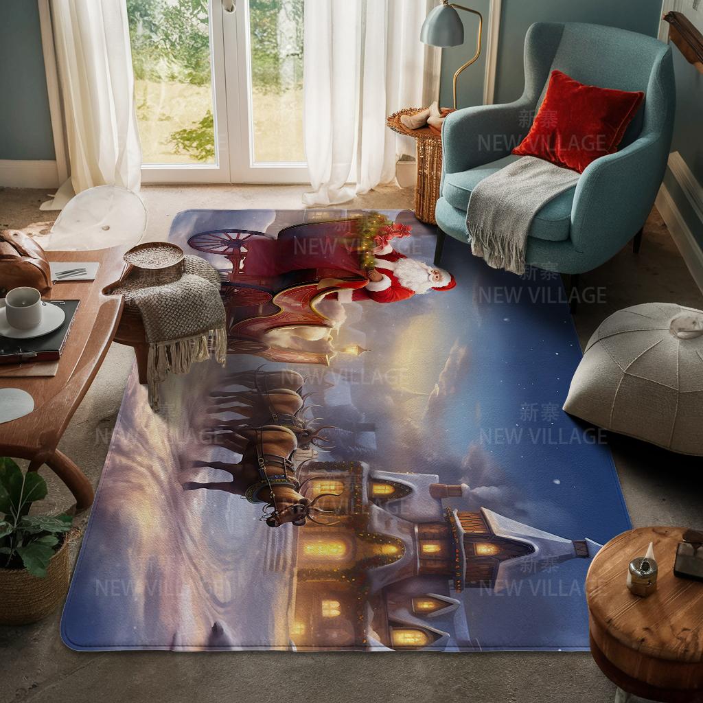 House Entrance Carpet Home Door Mat Living Room Bath Foot Bathroom Non-slip Water Absorption Rugs Bath Merry Christmas Winter