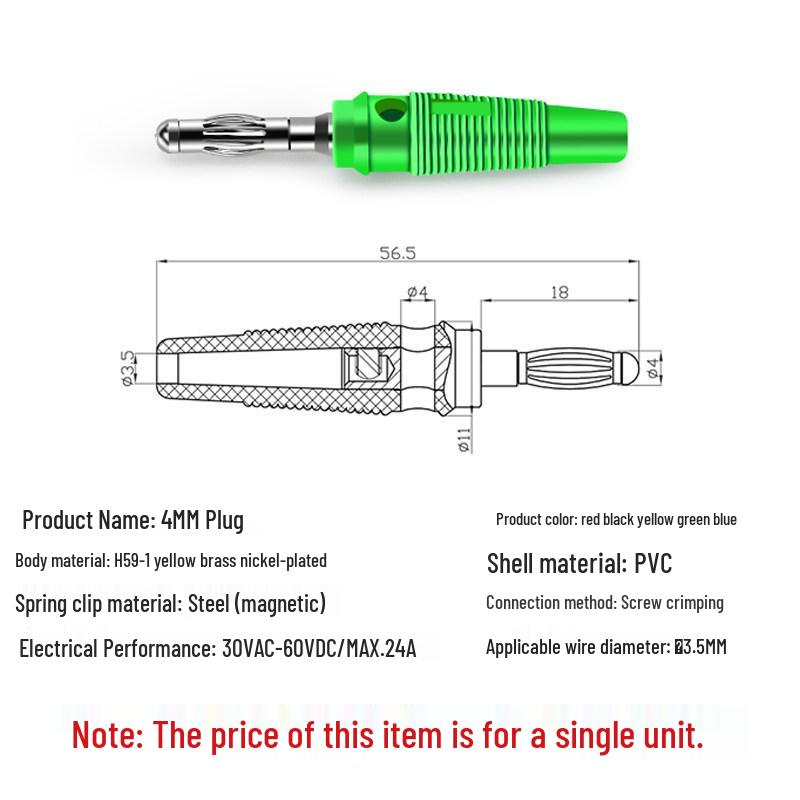 4mm Solderless Stackable Banana Test Audio Plug