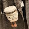 Soft Plush Woolen Bucket Bag For Women, Crossbody Shoulder Bag, Light Grey, Zipper Closure Ideal For Daily Use Characters)