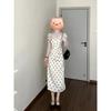 Summer white polka dot dress femininity beautiful long dress spring fashion wear elegant new dress